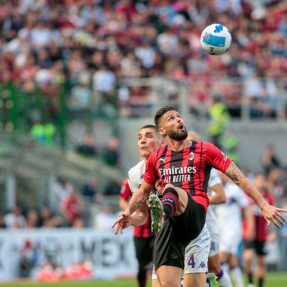 Olivier Giroud - Z.Ibrahimovic et O.Giroud lors du match Milan - Florence (1 - 0), le 1er mai 2022 à Milan.