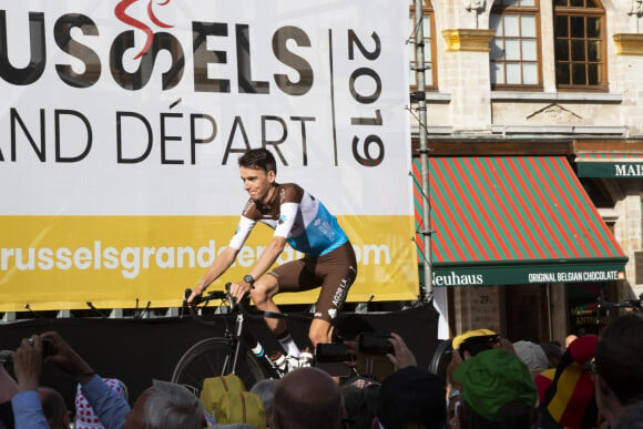 Romain Bardet, Alexis Vuillermoz, Mikaël Chérel - Présentation des équipes lors pour la 106e édition du Tour de France. Belgique, Bruxelles, 4 juillet 2019.