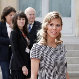 Tiphaine Auzière et son compagnon Antoine et leurs enfants - Arrivées des personnalités à la cérémonie d'investiture du Président de la République Emmanuel Macron à Paris le 7 mai 2022