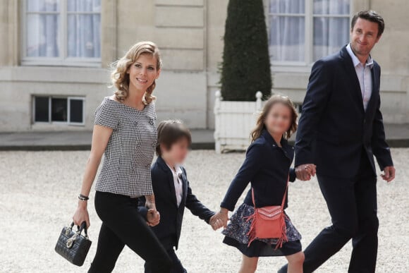 Tiphaine Auzière et son compagnon Antoine et leurs enfants Elise et Aurèle - Arrivées des personnalités à la cérémonie d'investiture du Président de la République Emmanuel Macron à Paris