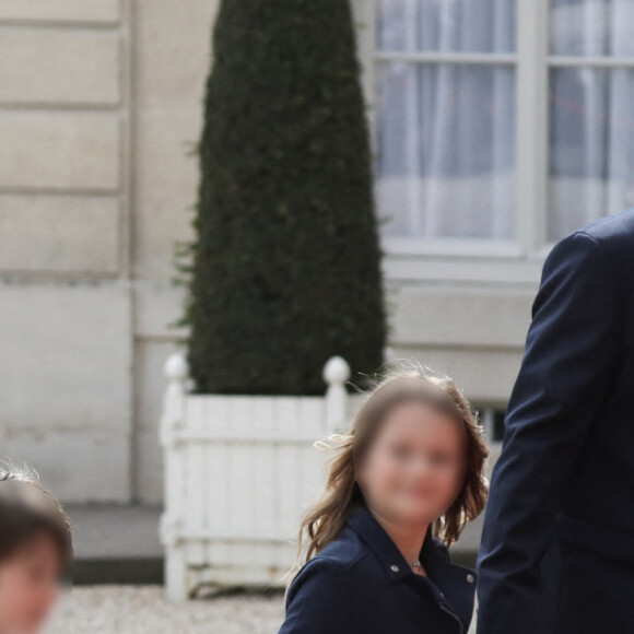 Tiphaine Auzière et son compagnon Antoine et leurs enfants Elise et Aurèle - Arrivées des personnalités à la cérémonie d'investiture du Président de la République Emmanuel Macron à Paris