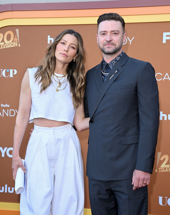 Jessica Biel et son mari Justin Timberlake - Photocall de la série "Candy" (Hulu) à Los Angeles le 9 mai 2022  