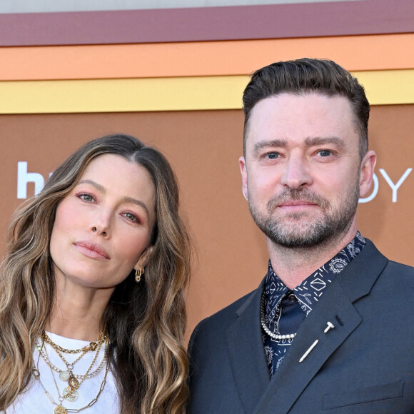 Jessica Biel et son mari Justin Timberlake - Photocall de la série "Candy" (Hulu) à Los Angeles le 9 mai 2022  