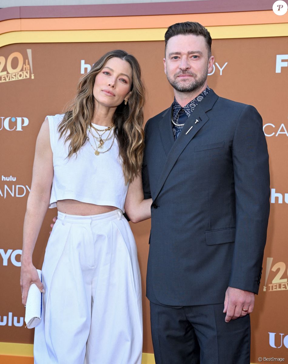 Jessica Biel et son mari Justin Timberlake - Photocall de la série &quot;Candy&quot; (Hulu) à Los Angeles le 9 mai 2022   