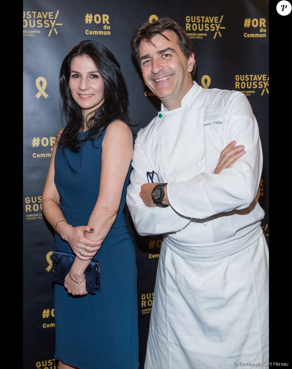 Marie Drucker et Yannick Alléno - Vente aux enchères au profit de la campagne "Guérir le cancer de l'enfant" au Pavillon Ledoyen à Paris le 13 février 2018. © Cyril Moreau/Bestimage