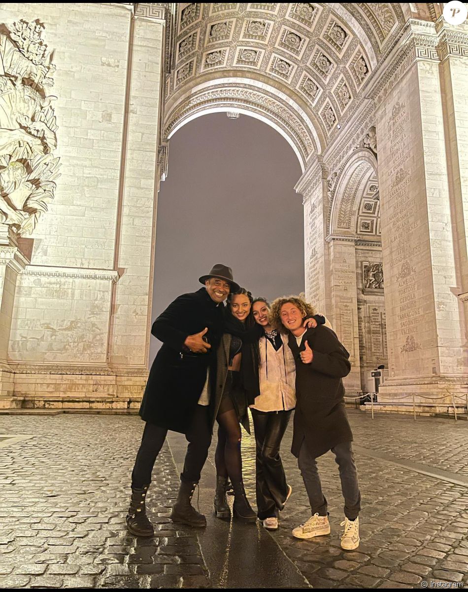 Yannick Noah et trois de ses enfants : Yelena, Jenaye et Joalukas