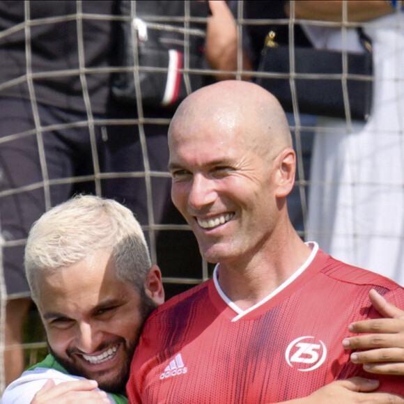Malik Bentalha et Zinédine Zidane lors de la grande finale de la Z5 Cup à Aix-en-Provence, France, 23 juin 2019. © Norbert Scanella/Panoramic/Bestimage 