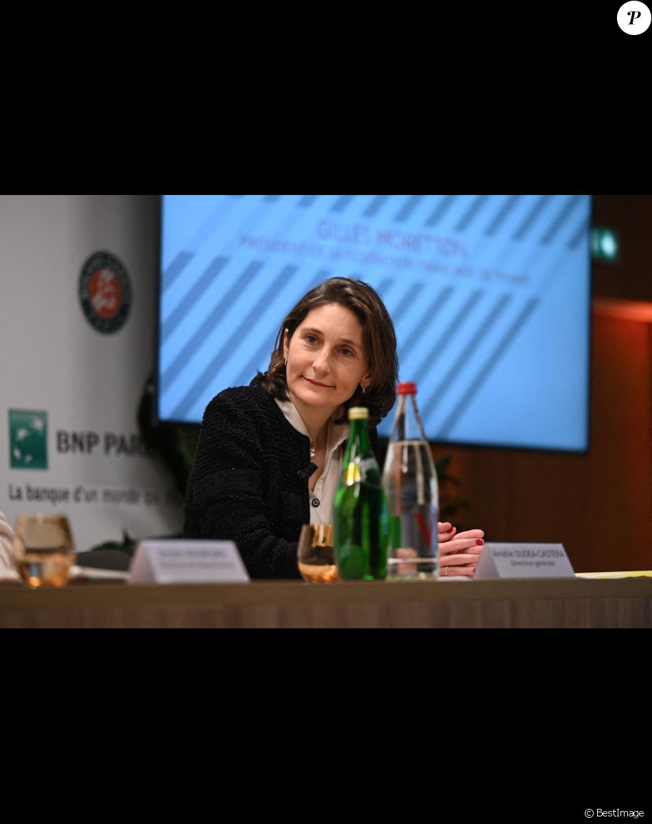 Amelie Oudea-Castera, - Amélie Mauresmo participe à la conférence de presse de la nouvelle édition du tournoi de Roland Garros (22 mai - 5 juin 2022) à Paris, le 16 mars 2022. © FFT / Panoramic / Bestimage