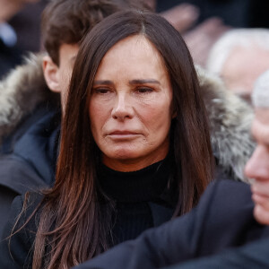 Nathalie Marquay-Pernaut - Sorties des obsèques de Jean-Pierre Pernaut en la Basilique Sainte-Clotilde à Paris, France le 9 mars 2022. © Aurelien Morissard/Panoramic/Bestimage