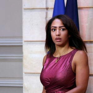 Estelle Mossely - Cérémonie d'investiture du président de la République, Emmanuel Macron au Palais de l'Elysée à Paris le 7 Mai 2022, suite à sa réélection le 24 avril dernier. © Dominique Jacovides/Bestimage