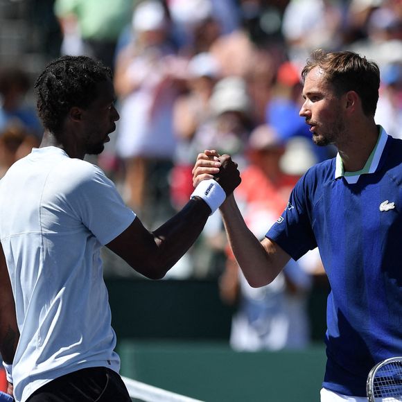Gael Monfils face à Daniil Medvedev du tournoi "BNP Parisbas Open 2022" à Indian Wells, le 14 mars 2022.