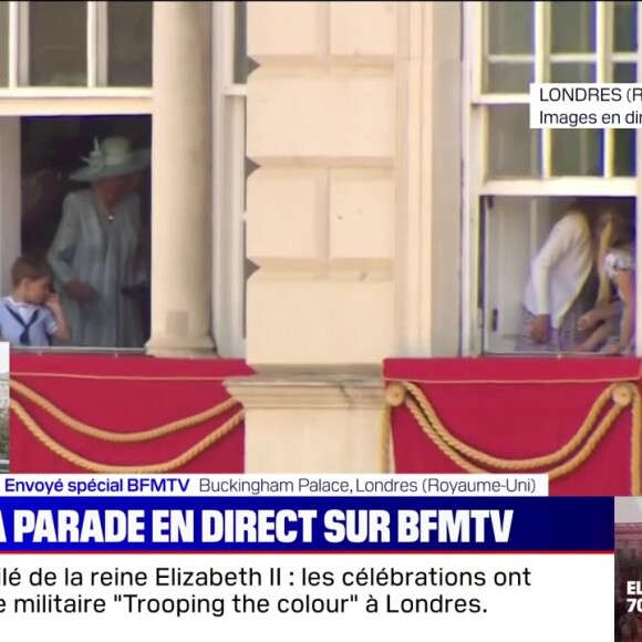 La princesse Charlotte fait sensation dans un look bleu ciel royal, durant la parade Trooping the Colour pour le jubilé de platine de la reine Elizabeth II, ce jeudi 2 juin 2022