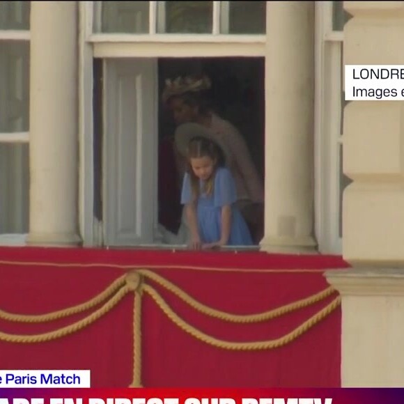 La princesse Charlotte se montre au balcon de Buckingham Palace, le jeudi 2 juin 2022 lors de la parade Trooping the Colours
