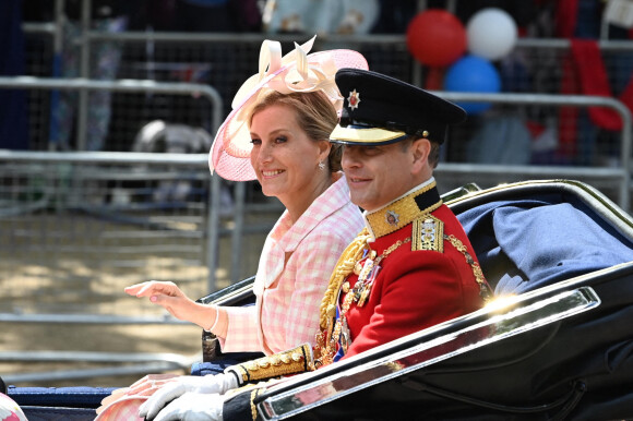 Le prince Edward, comte de Wessex, la comtesse Sophie de Wessex - Les membres de la famille royale lors de la parade militaire "Trooping the Colour" dans le cadre de la célébration du jubilé de platine (70 ans de règne) de la reine Elizabeth II à Londres, le 2 juin 2022.