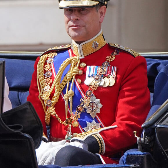 Le prince Edward, comte de Wessex - Les membres de la famille royale lors de la parade militaire "Trooping the Colour" dans le cadre de la célébration du jubilé de platine (70 ans de règne) de la reine Elizabeth II à Londres, le 2 juin 2022.