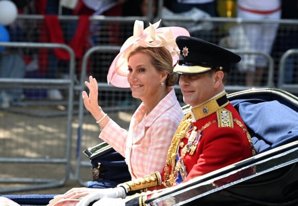 Le prince Edward, comte de Wessex, la comtesse Sophie de Wessex - Les membres de la famille royale lors de la parade militaire "Trooping the Colour" dans le cadre de la célébration du jubilé de platine (70 ans de règne) de la reine Elizabeth II à Londres, le 2 juin 2022.