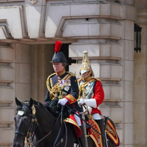 Le prince Charles, prince de Galles, le prince William, duc de Cambridge - Les membres de la famille royale lors de la parade militaire "Trooping the Colour" dans le cadre de la célébration du jubilé de platine (70 ans de règne) de la reine Elizabeth II à Londres, le 2 juin 2022.