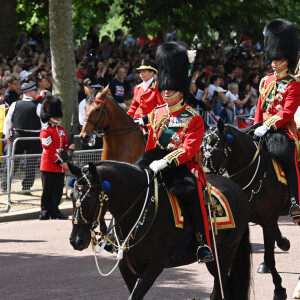 Le prince Charles, prince de Galles, Le prince William, duc de Cambridge - Les membres de la famille royale lors de la parade militaire "Trooping the Colour" dans le cadre de la célébration du jubilé de platine (70 ans de règne) de la reine Elizabeth II à Londres, le 2 juin 2022.