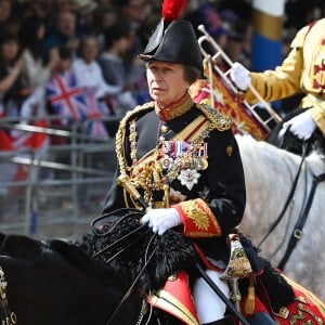 La princesse Anne d'Angleterre - Les membres de la famille royale lors de la parade militaire "Trooping the Colour" dans le cadre de la célébration du jubilé de platine (70 ans de règne) de la reine Elizabeth II à Londres, le 2 juin 2022.