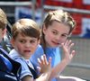 Le prince Louis et la princesse Charlotte - Les membres de la famille royale lors de la parade militaire "Trooping the Colour" dans le cadre de la célébration du jubilé de platine (70 ans de règne) de la reine Elizabeth II à Londres