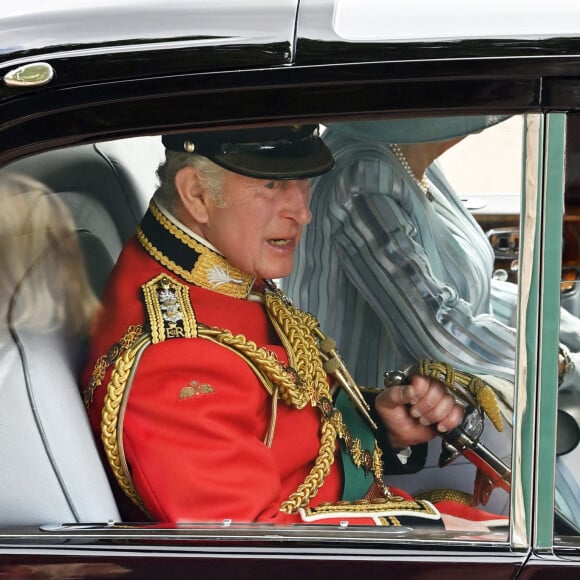 Le prince Charles, prince de Galles - Les membres de la famille royale lors de la parade militaire "Trooping the Colour" dans le cadre de la célébration du jubilé de platine (70 ans de règne) de la reine Elizabeth II à Londres, le 2 juin 2022.