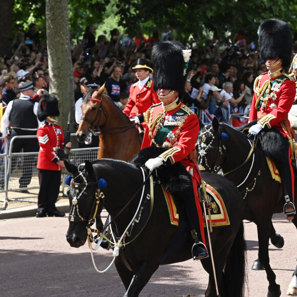 Le prince Charles, prince de Galles, Le prince William, duc de Cambridge - Les membres de la famille royale lors de la parade militaire "Trooping the Colour" dans le cadre de la célébration du jubilé de platine (70 ans de règne) de la reine Elizabeth II à Londres, le 2 juin 2022.