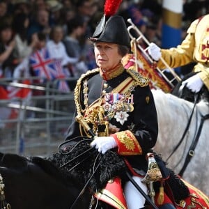 La princesse Anne d'Angleterre - Les membres de la famille royale lors de la parade militaire "Trooping the Colour" dans le cadre de la célébration du jubilé de platine (70 ans de règne) de la reine Elizabeth II à Londres, le 2 juin 2022.