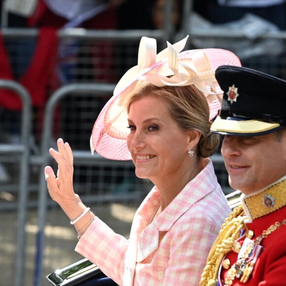 Le prince Edward, comte de Wessex, la comtesse Sophie de Wessex - Les membres de la famille royale lors de la parade militaire "Trooping the Colour" dans le cadre de la célébration du jubilé de platine (70 ans de règne) de la reine Elizabeth II à Londres, le 2 juin 2022.