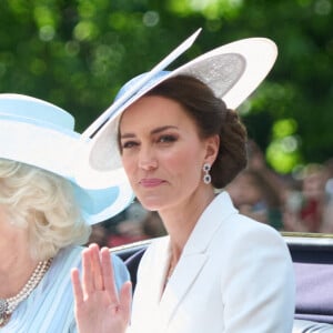 Catherine Kate Middleton, duchesse de Cambridge - Les membres de la famille royale lors de la parade militaire "Trooping the Colour" dans le cadre de la célébration du jubilé de platine de la reine Elizabeth II à Londres le 2 juin 2022.