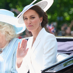 Catherine Kate Middleton, duchesse de Cambridge - Les membres de la famille royale lors de la parade militaire "Trooping the Colour" dans le cadre de la célébration du jubilé de platine de la reine Elizabeth II à Londres le 2 juin 2022.