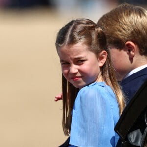 La princesse Charlotte de Cambridge - Les membres de la famille royale lors de la parade militaire "Trooping the Colour" dans le cadre de la célébration du jubilé de platine (70 ans de règne) de la reine Elizabeth II à Londres, le 2 juin 2022.