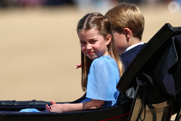 La princesse Charlotte de Cambridge - Les membres de la famille royale lors de la parade militaire "Trooping the Colour" dans le cadre de la célébration du jubilé de platine (70 ans de règne) de la reine Elizabeth II à Londres, le 2 juin 2022.