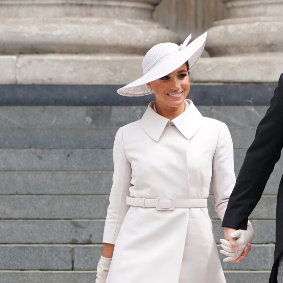 Le prince Harry et Meghan Markle - Les membres de la famille royale et les invités lors de la messe du jubilé, célébrée à la cathédrale Saint-Paul de Londres le 3 juin 2022 