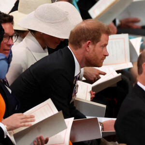 Le prince Harry, duc de Sussex, et Meghan Markle, duchesse de Sussex, Le prince Edward, comte de Wessex - Les membres de la famille royale et les invités lors de la messe célébrée à la cathédrale Saint-Paul de Londres, dans le cadre du jubilé de platine (70 ans de règne) de la reine Elisabeth II d'Angleterre. Londres, le 3 juin 2022. 