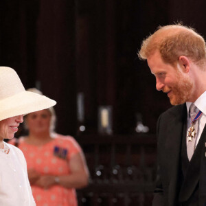 Le prince Harry, duc de Sussex et Meghan Markle, duchesse de Sussex - Les membres de la famille royale et les invités lors de la messe célébrée à la cathédrale Saint-Paul de Londres, dans le cadre du jubilé de platine (70 ans de règne) de la reine Elisabeth II d'Angleterre. Londres, le 3 juin 2022. 