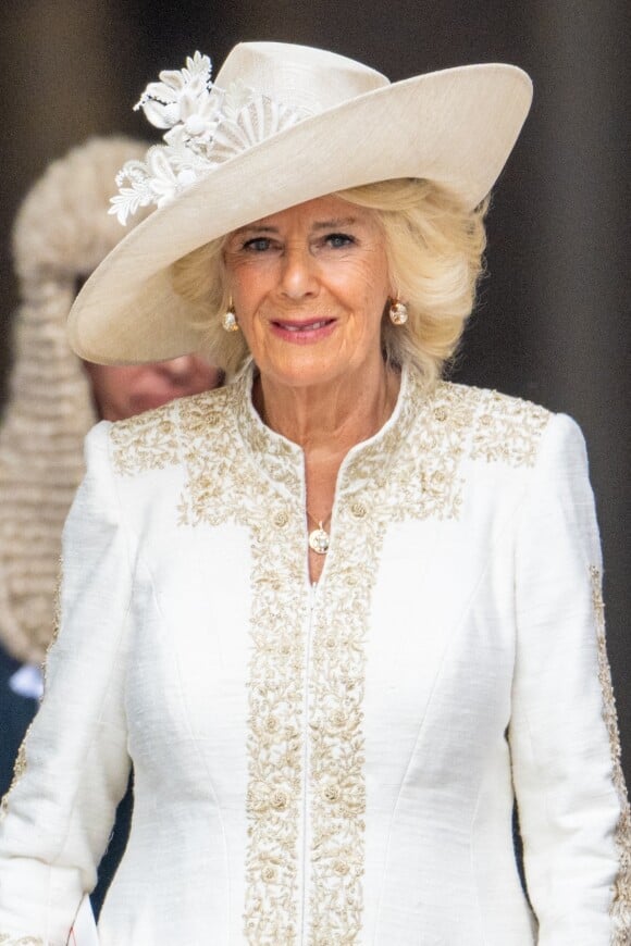 Camilla Parker Bowles, duchesse de Cornouailles - Les membres de la famille royale et les invités lors de la messe célébrée à la cathédrale Saint-Paul de Londres, dans le cadre du jubilé de platine (70 ans de règne) de la reine Elisabeth II d'Angleterre. Londres, le 3 juin 2022. 