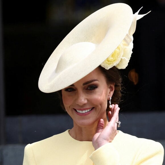 Catherine (Kate) Middleton, duchesse de Cambridge - Les membres de la famille royale et les invités lors de la messe célébrée à la cathédrale Saint-Paul de Londres, dans le cadre du jubilé de platine (70 ans de règne) de la reine Elisabeth II d'Angleterre. Londres, le 3 juin 2022. 