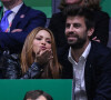 Gerard Piqué et la chanteuse Shakira officialisent leur séparation après douze ans de relation - Shakira et son compagnon Gérard Piqué s'embrassent tendrement dans les tribunes de la finale de la Coupe Davis à Madrid, le 24 novembre 2019. 