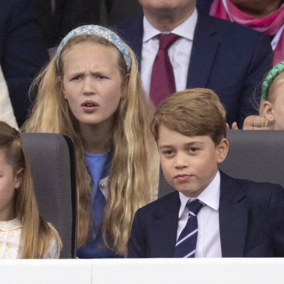 La princesse Charlotte de Cambridge, Le prince George de Cambridge, Savannah Phillips, Lena Elizabeth Tindall - Jubilé de platine de la reine Elisabeth II d'Angleterre à Bukingham Palace à Londres, le 5 juin 2022. 