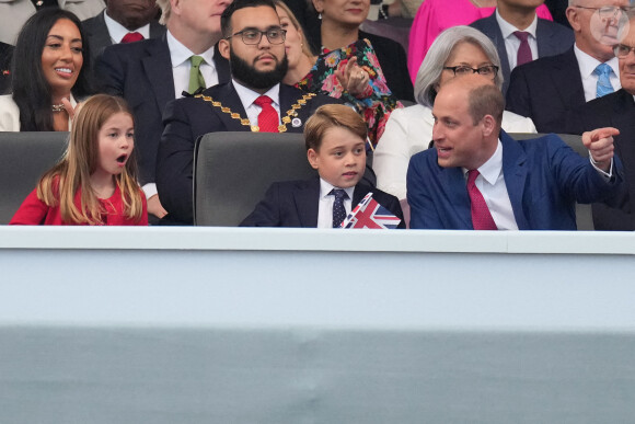 La princesse Charlotte, le prince George, le prince William, duc de Cambridge - La famille royale d'Angleterre au concert du jubilé de platine de la reine d'Angleterre au palais de Buckingham à Londres. Le 4 juin 2022 