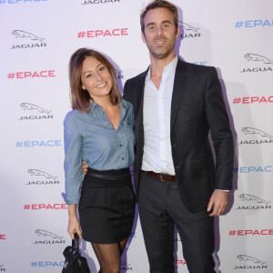 Shirley Bousquet et son compagnon Charles Watine - Présentation de la nouvelle Jaguar E-PACE au studio des Acacias à Paris, le 10 octobre 2017. © Rachid Bellak/Bestimage 