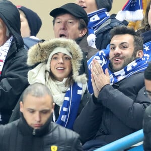 Laurent Ournac et sa femme Ludivine pendant le match de qualification de la coupe du monde de football 2018, France vs Suède au Stade de France à Saint-Denis, France, le 11 novembre 2016. La France gagne sur le score de 2-1. © Cyril Moreau/Bestimage