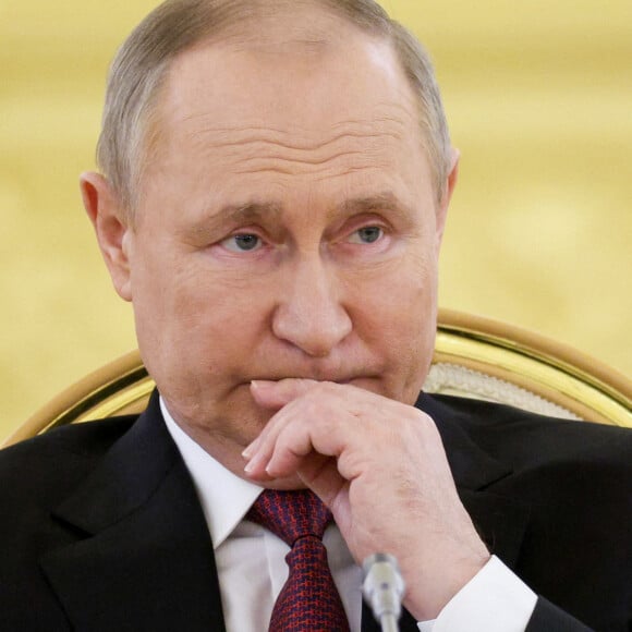 Le président russe Vladimir Poutine - Le président russe V.Poutine reçoit les représentants de l'OTSC lors d'un sommet au Kremlin à Moscou, le 16 mai 2022.