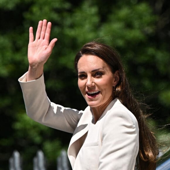 Catherine (Kate) Middleton, duchesse de Cambridge, quitte le centre "Little Village" à Londres, le 8 juin 2022. 