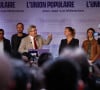 Jean-Luc Mélenchon (22,2%), Manuel Bompard et Mathilde Panot au soir du premier tour des élections présidentielles 2022, à Paris le 10 avril 2022
