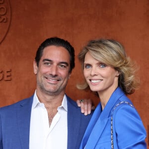 Sylvie Tellier et son mari Laurent Schenten au village lors des Internationaux de France de Tennis de Roland Garros 2022 à Paris, France, le 5 juin 2022. © Dominique Jacovides/Bestimage