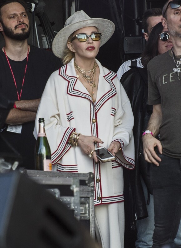 Madonna assiste au concert de Migos lors du Wireless Festival à Londres, le 7 juillet 2018. 