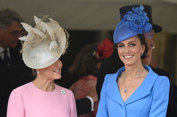 Sophie Rhys-Jones, comtesse de Wessex, et Catherine (Kate) Middleton, duchesse de Cambridge - Service annuel de l'Ordre de la jarretière à la chapelle Saint-Georges du château de Windsor, le 13 juin 2022. 
