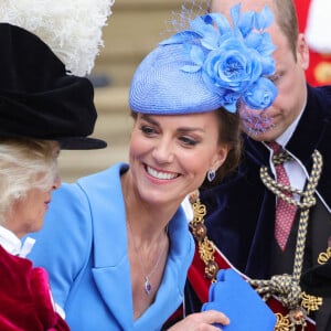 Camilla Parker Bowles, duchesse de Cornouailles, Catherine (Kate) Middleton, duchesse de Cambridge - Service annuel de l'Ordre de la jarretière à la chapelle Saint-Georges du château de Windsor, le 13 juin 2022. 