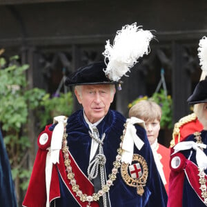 Le prince Charles, prince de Galles, et Camilla Parker Bowles, duchesse de Cornouailles - Service annuel de l'Ordre de la jarretière à la chapelle Saint-Georges du château de Windsor, le 13 juin 2022. 